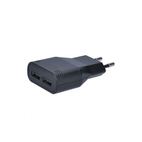 USB nabíjací adaptér, 2x USB, 3100mA max., AC 230V, čierny