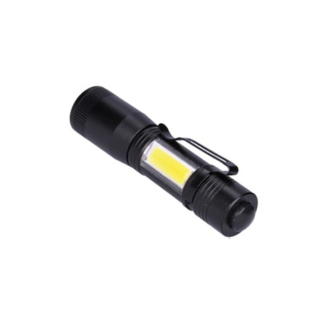 LED kovové svietidlo 3W + COB, 150 + 60lm, AA, čierna