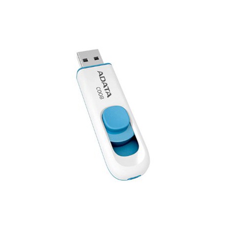 32GB USB kľúč, 2.0 výsuvný konektor, bielo-modrý