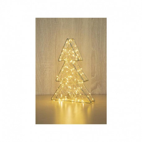 Stromček MagicHome Vianoce Metal tree, 60 LED teplá biela, 3xAA, IP20, interiér, 18x30 cm