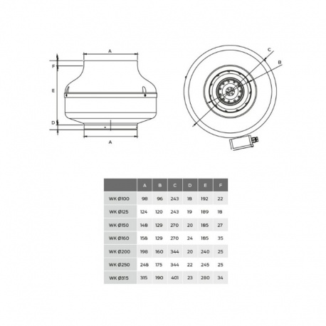 WK 150 fi 150 ventilátor potrubný