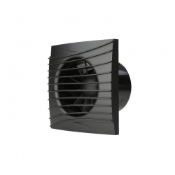 Ventilátor do kúpeľne axiálny v čiernej farbe O 100 mm so spätnou klapkou