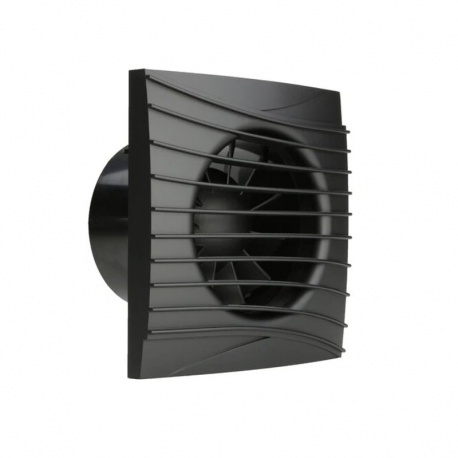 Ventilátor do kúpeľne axiálny v čiernej farbe O 125 mm so spätnou klapkou